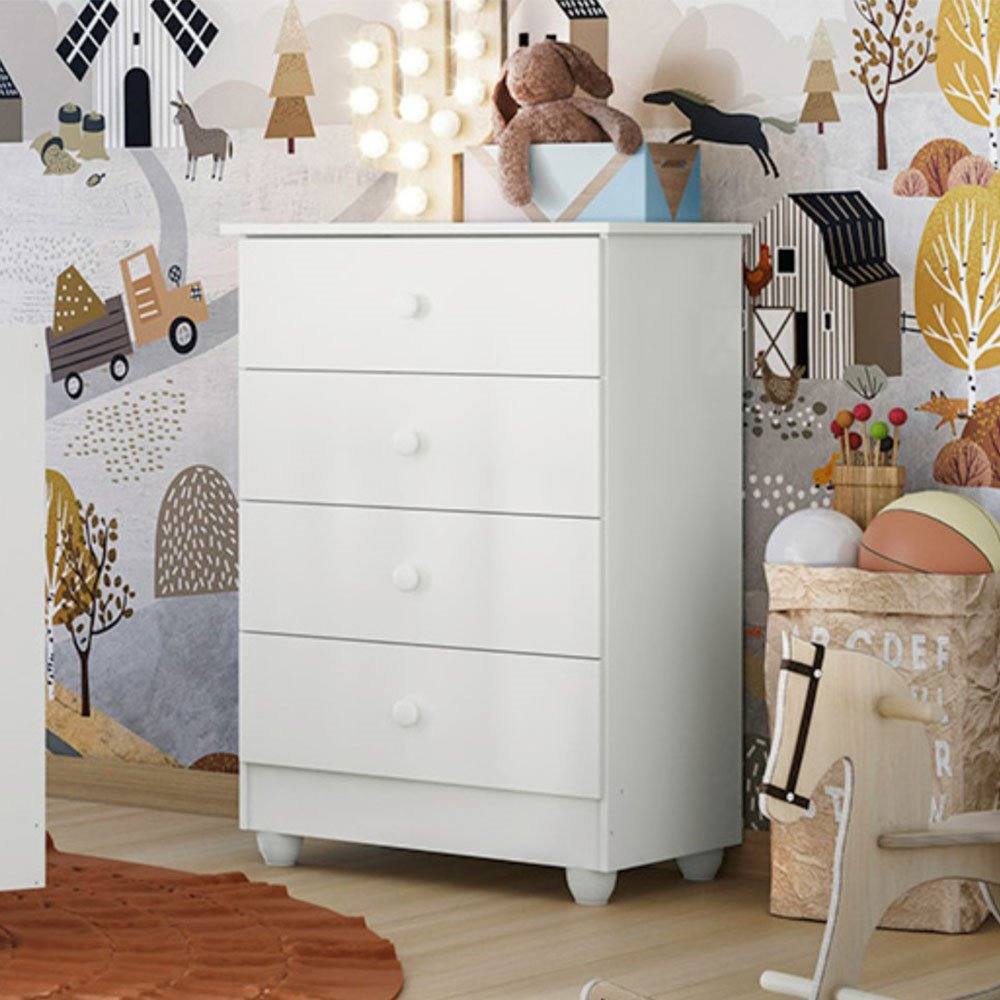 Cômoda com 04 Gavetas 100% MDF Life Branco